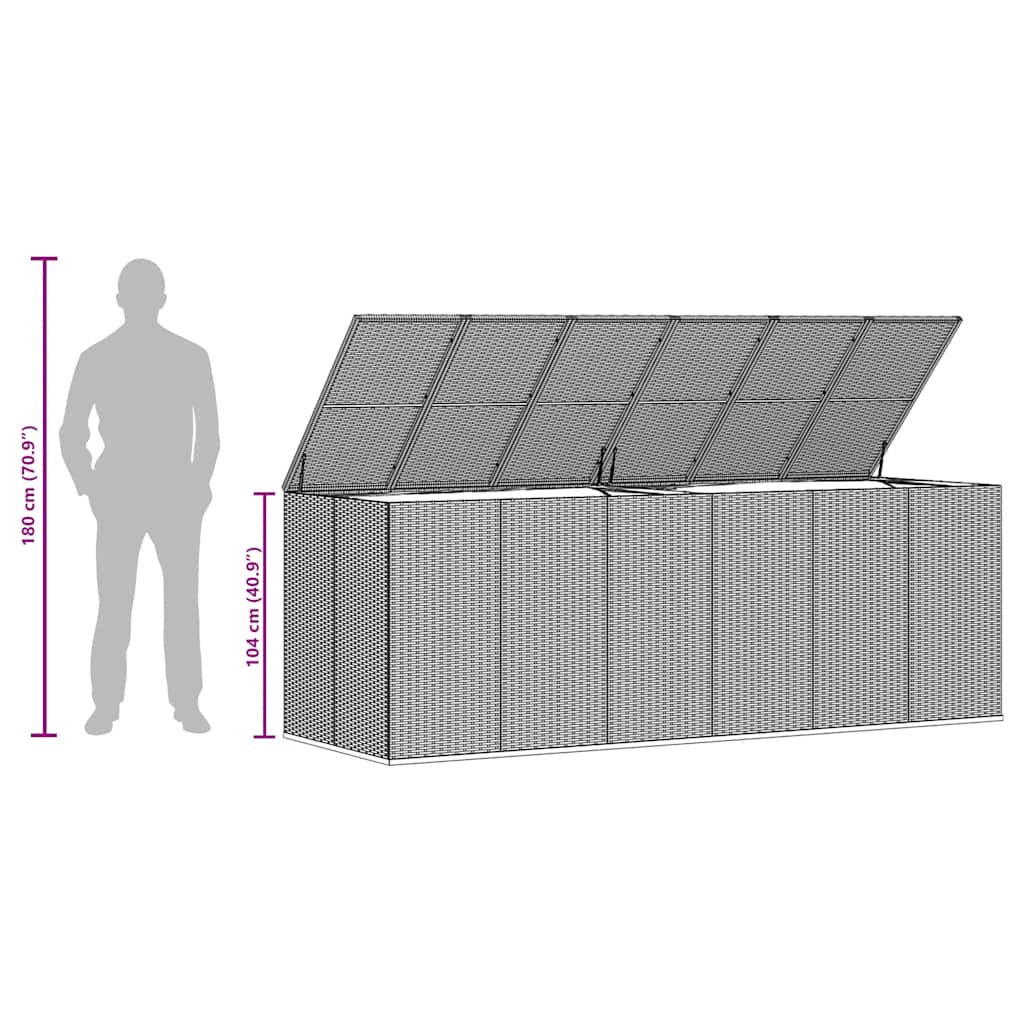 Contenitore da Giardino in Rattan PE 291x100,5x104 cm Grigio - homemem39