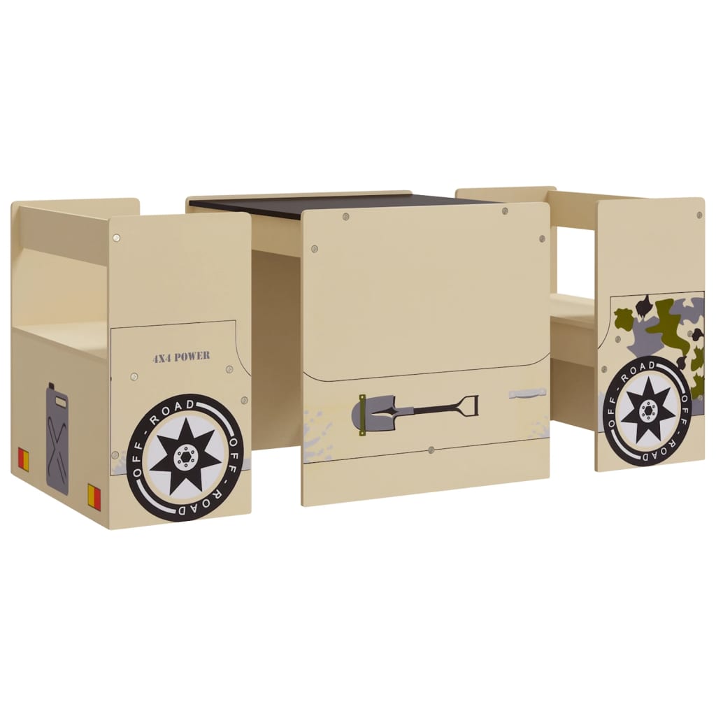 Set Tavolo e Sedia per Bambini 3 pz Auto Fuoristrada in MDF | homemem39