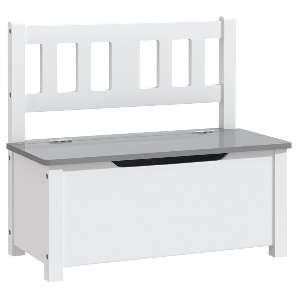 Cassapanca per Bambini Bianca e Grigia 60x30x55 cm in MDF | homemem39