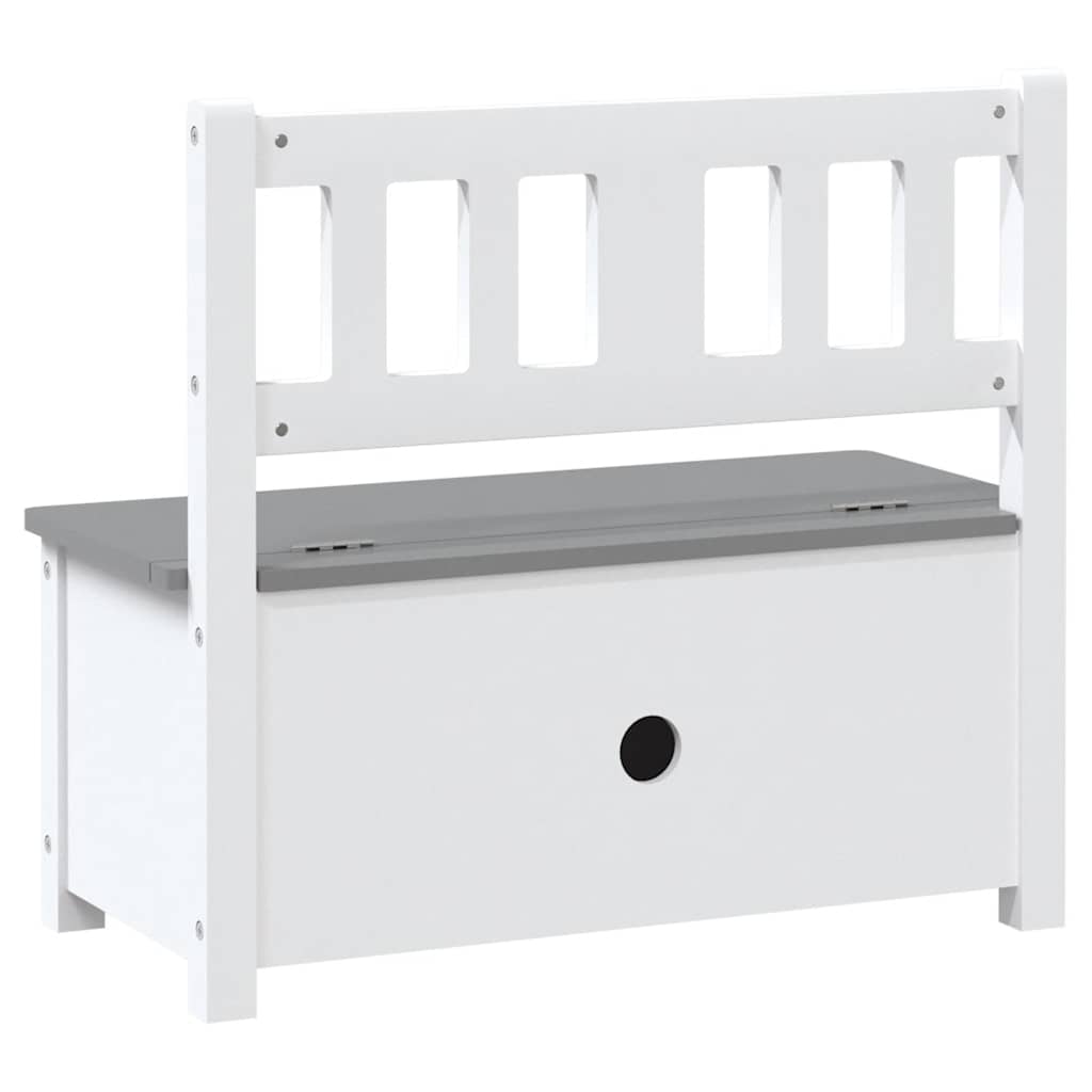 Cassapanca per Bambini Bianca e Grigia 60x30x55 cm in MDF | homemem39