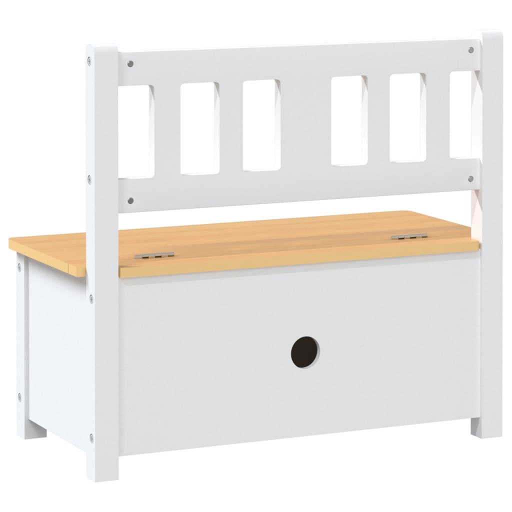 Cassapanca per Bambini Bianca e Beige 60x30x55 cm in MDF | homemem39