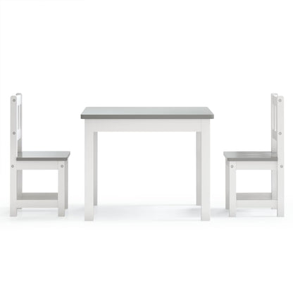 Set Tavolo e Sedie per Bambini 3 Pezzi Bianco e Grigio in MDF | homemem39