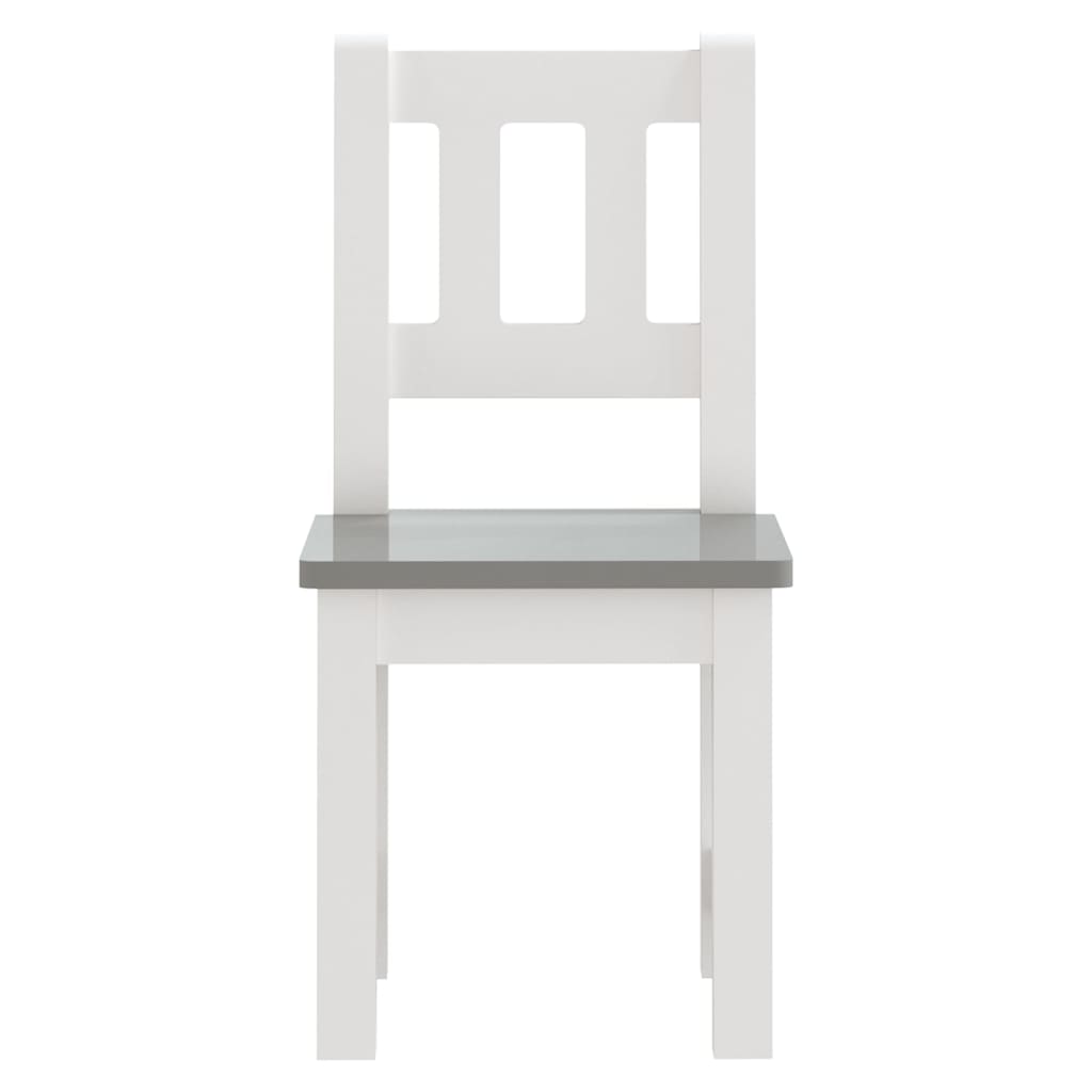 Set Tavolo e Sedie per Bambini 3 Pezzi Bianco e Grigio in MDF | homemem39