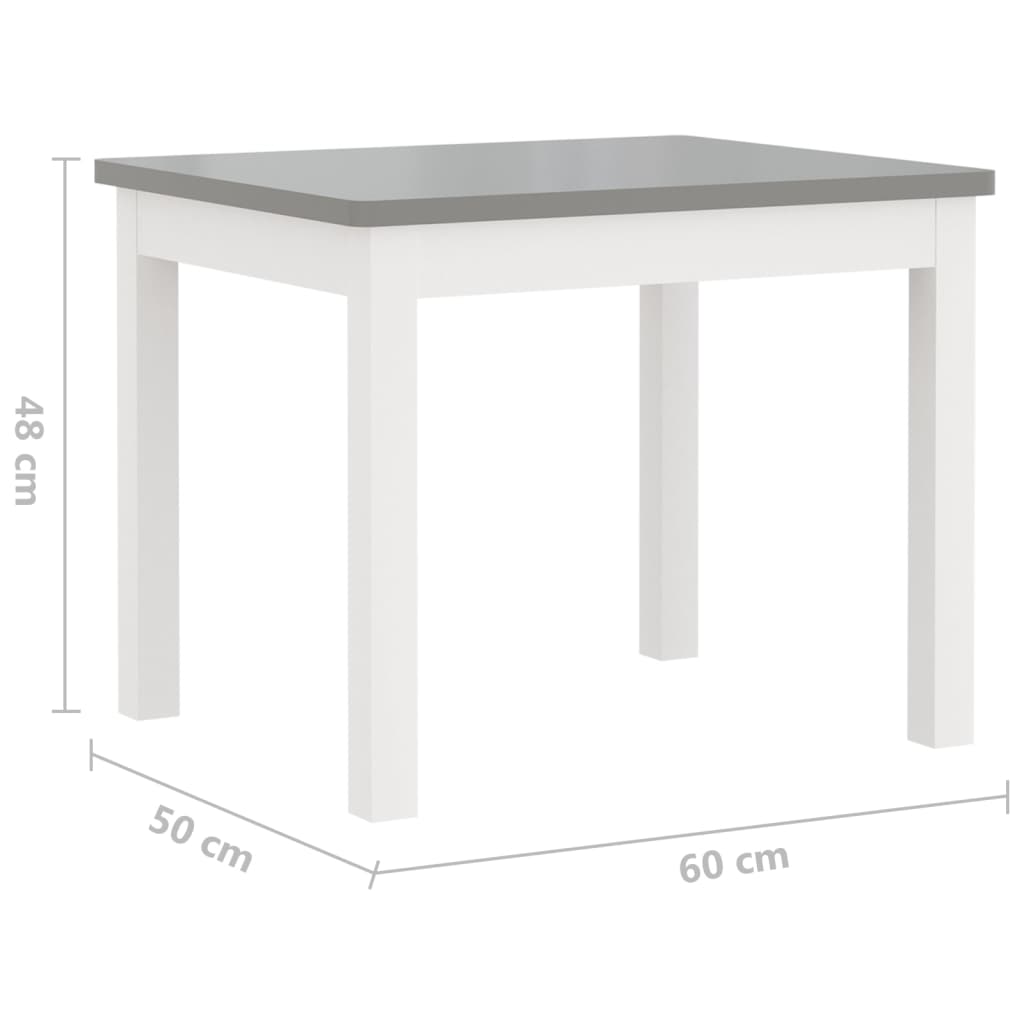 Set Tavolo e Sedie per Bambini 3 Pezzi Bianco e Grigio in MDF | homemem39