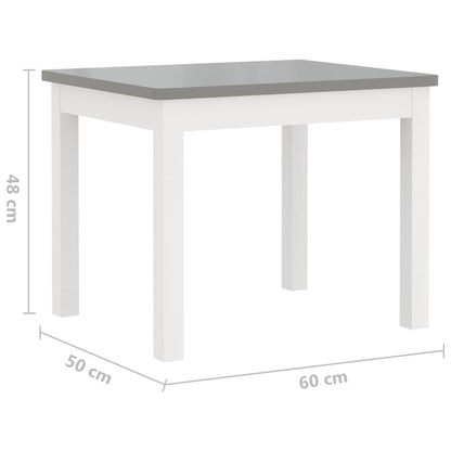 Set Tavolo e Sedie per Bambini 3 Pezzi Bianco e Grigio in MDF | homemem39