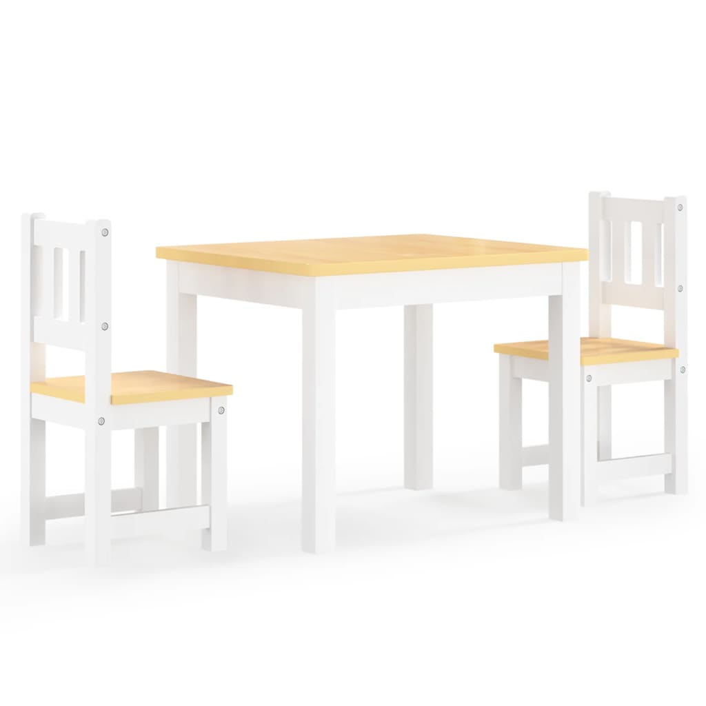 Set Tavolo e Sedie per Bambini 3 Pezzi Bianco e Beige in MDF - homemem39