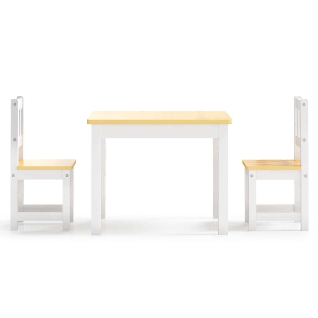 Set Tavolo e Sedie per Bambini 3 Pezzi Bianco e Beige in MDF - homemem39
