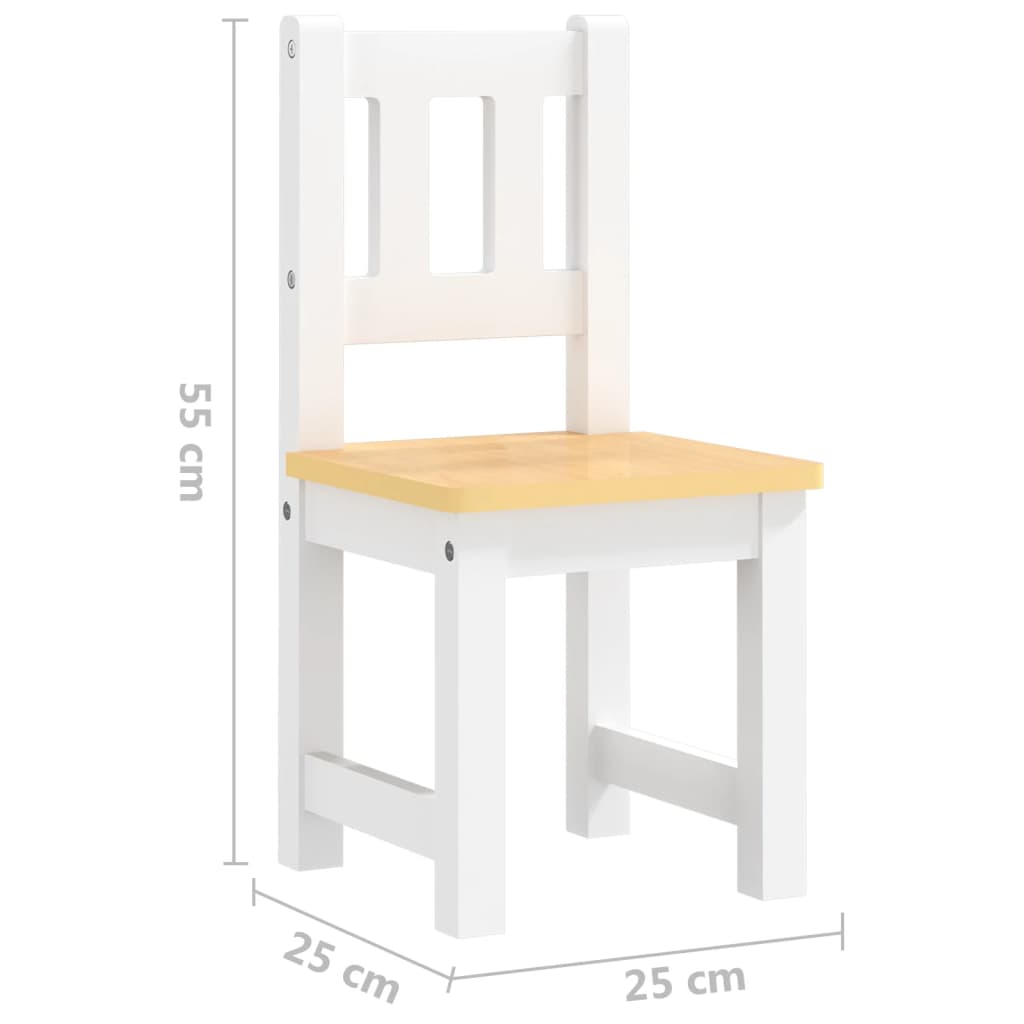 Set Tavolo e Sedie per Bambini 3 Pezzi Bianco e Beige in MDF - homemem39