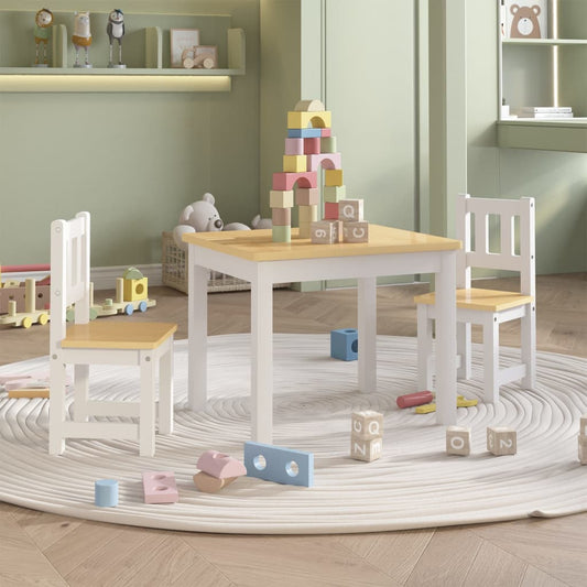 Set Tavolo e Sedie per Bambini 3 Pezzi Bianco e Beige in MDF - homemem39