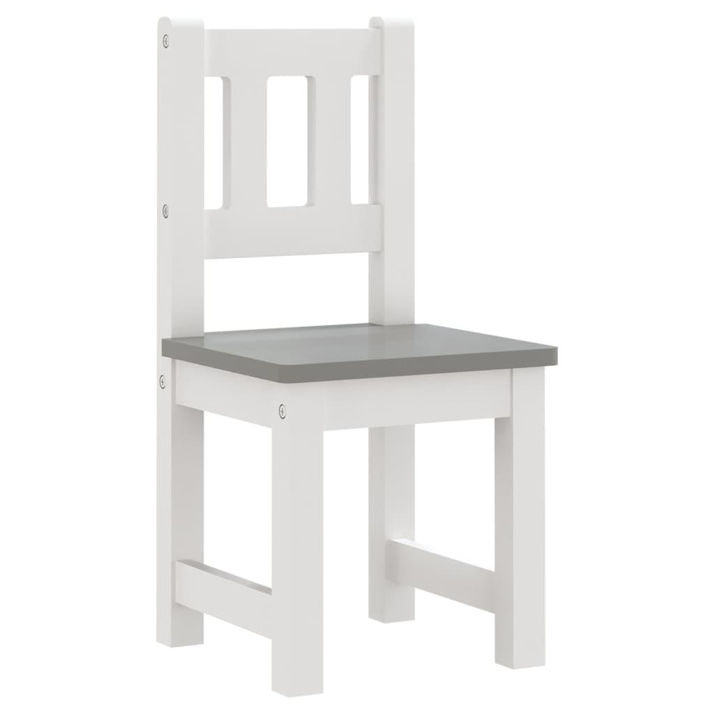 Set Tavolo e Sedie per Bambini 4 Pezzi Bianco e Grigio in MDF | homemem39