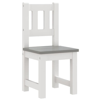 Set Tavolo e Sedie per Bambini 4 Pezzi Bianco e Grigio in MDF | homemem39