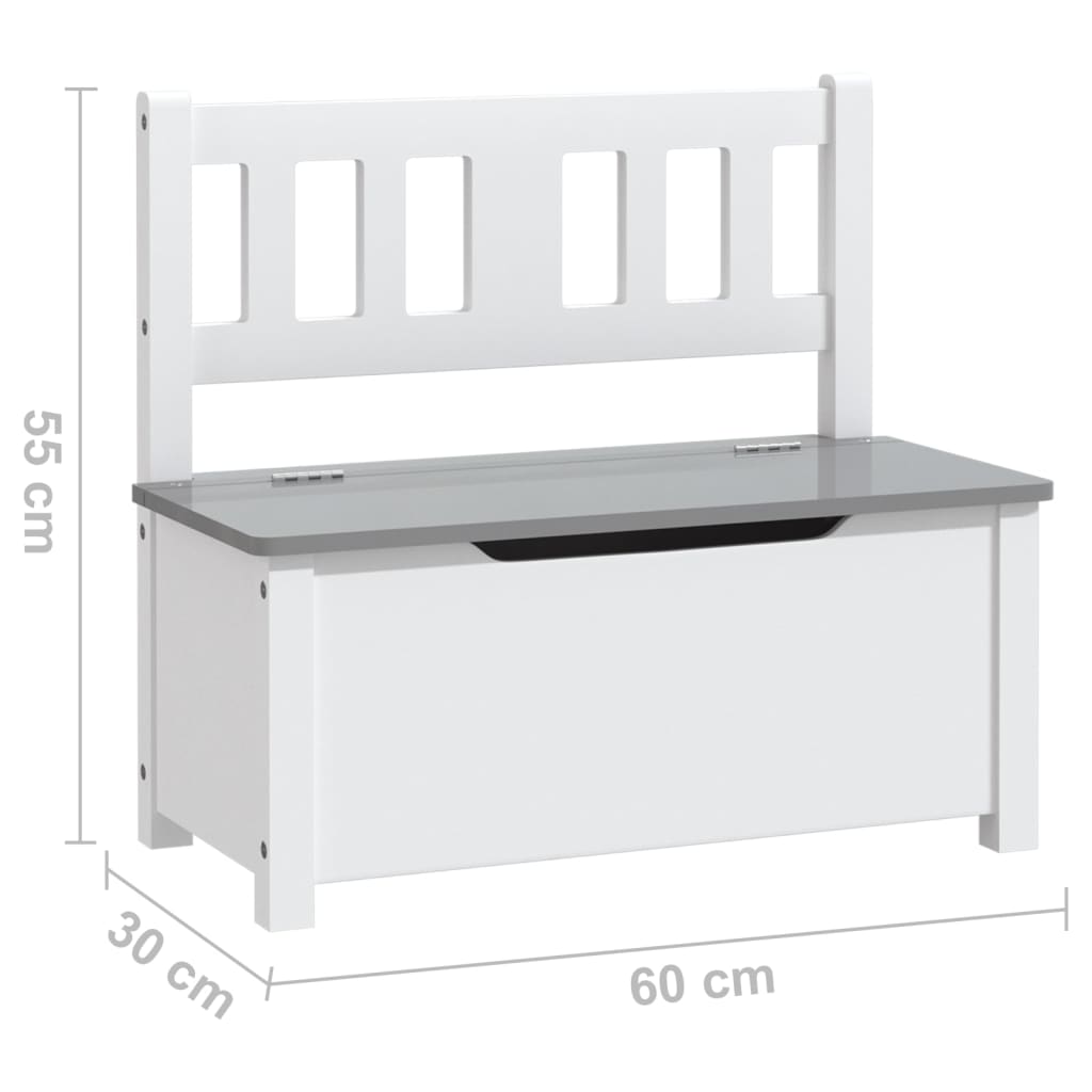 Set Tavolo e Sedie per Bambini 4 Pezzi Bianco e Grigio in MDF | homemem39