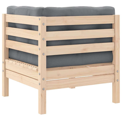 Divano Angolare da Giardino con Cuscini Grigio Massello di Pino