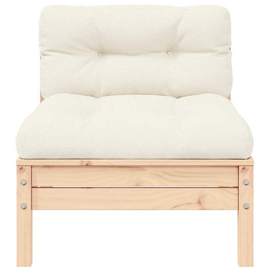 Divano Centrale da Giardino con Cuscini Crema Massello di Pino - homemem39