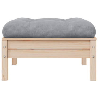Sgabello da Giardino con Cuscino Grigio in Massello di Pino - homemem39