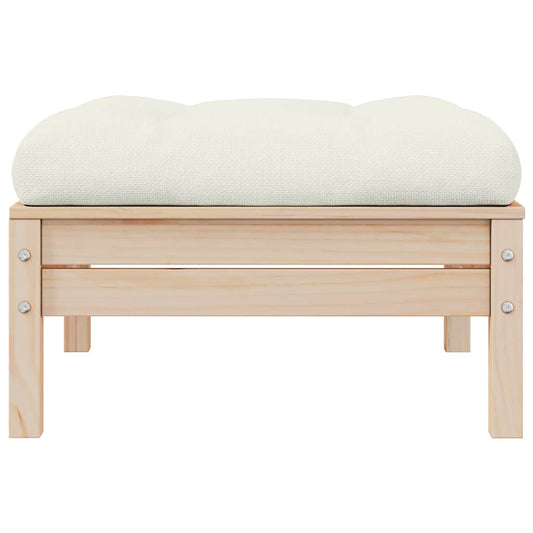 Poggiapiedi da Giardino con Cuscino in Legno Massello di Pino