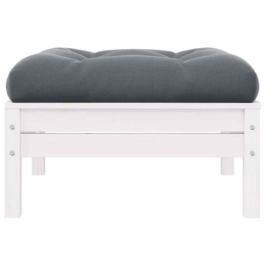 Sgabello da Giardino con Cuscino Antracite in Massello di Pino