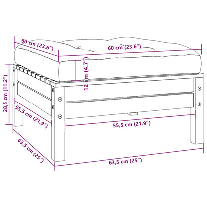 Sgabello da Giardino con Cuscino Antracite in Massello di Pino