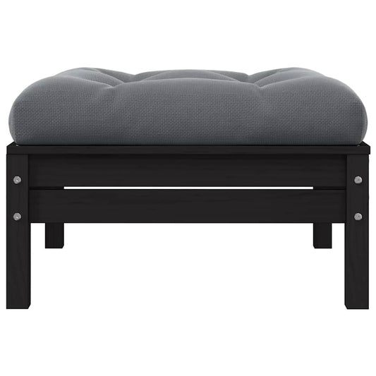 Sgabello da Giardino Cuscino Antracite in Massello di Pino Nero