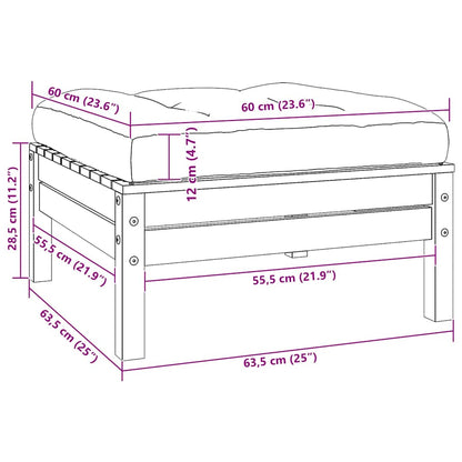 Sgabello da Giardino Cuscino Antracite in Massello di Pino Nero