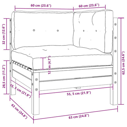 Divano da Giardino a 2 Posti con Cuscini Nero Massello di Pino - homemem39