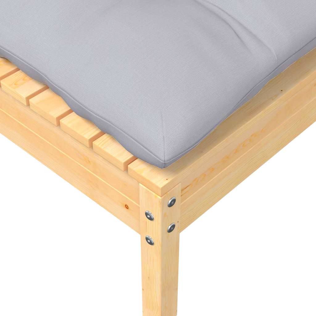 Divano da Giardino a 2 Posti con Cuscini Grigi Massello di Pino