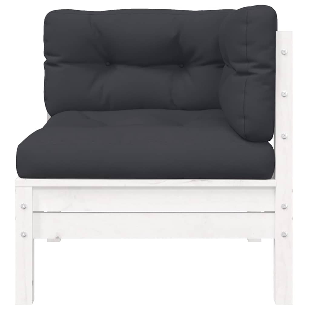 Set Divani da Giardino 3 pz con Cuscini Bianco in Massello Pino | homemem39