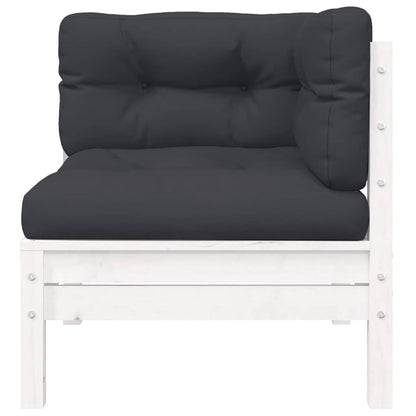 Set Divani da Giardino 3 pz con Cuscini Bianco in Massello Pino | homemem39