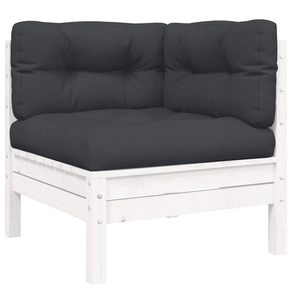 Set Divani da Giardino 3 pz con Cuscini Bianco in Massello Pino | homemem39