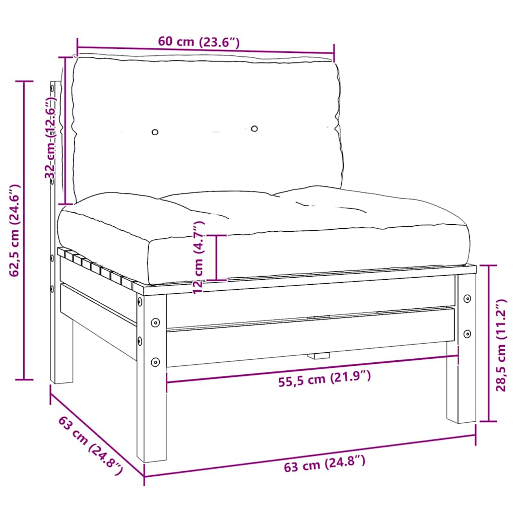 Set Divani da Giardino 3 pz Grigio Cuscini Massello di Pino - homemem39