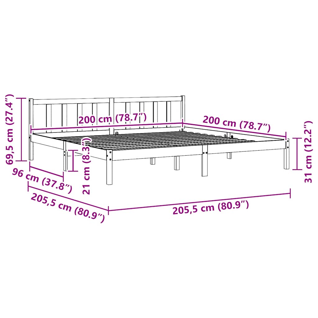 Giroletto Nero in Legno Massello di Pino 200x200 cm | homemem39