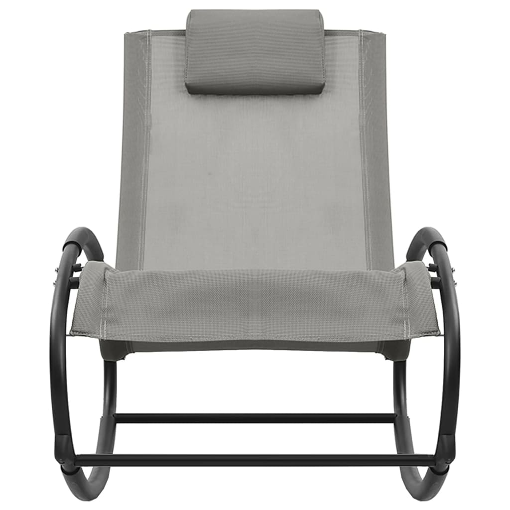 Lettino Prendisole con Cuscino in Acciaio e Textilene Grigio - homemem39