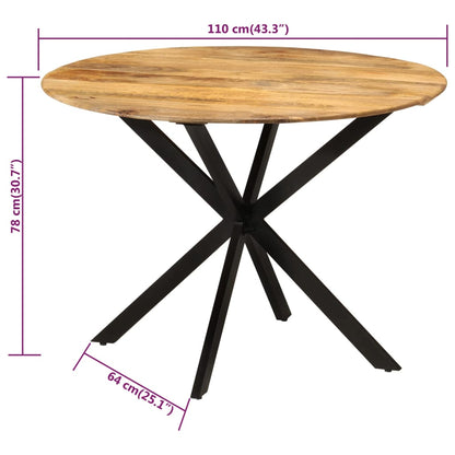 Tavolo da Pranzo Ø110x78cm in Legno Massello di Mango e Acciaio