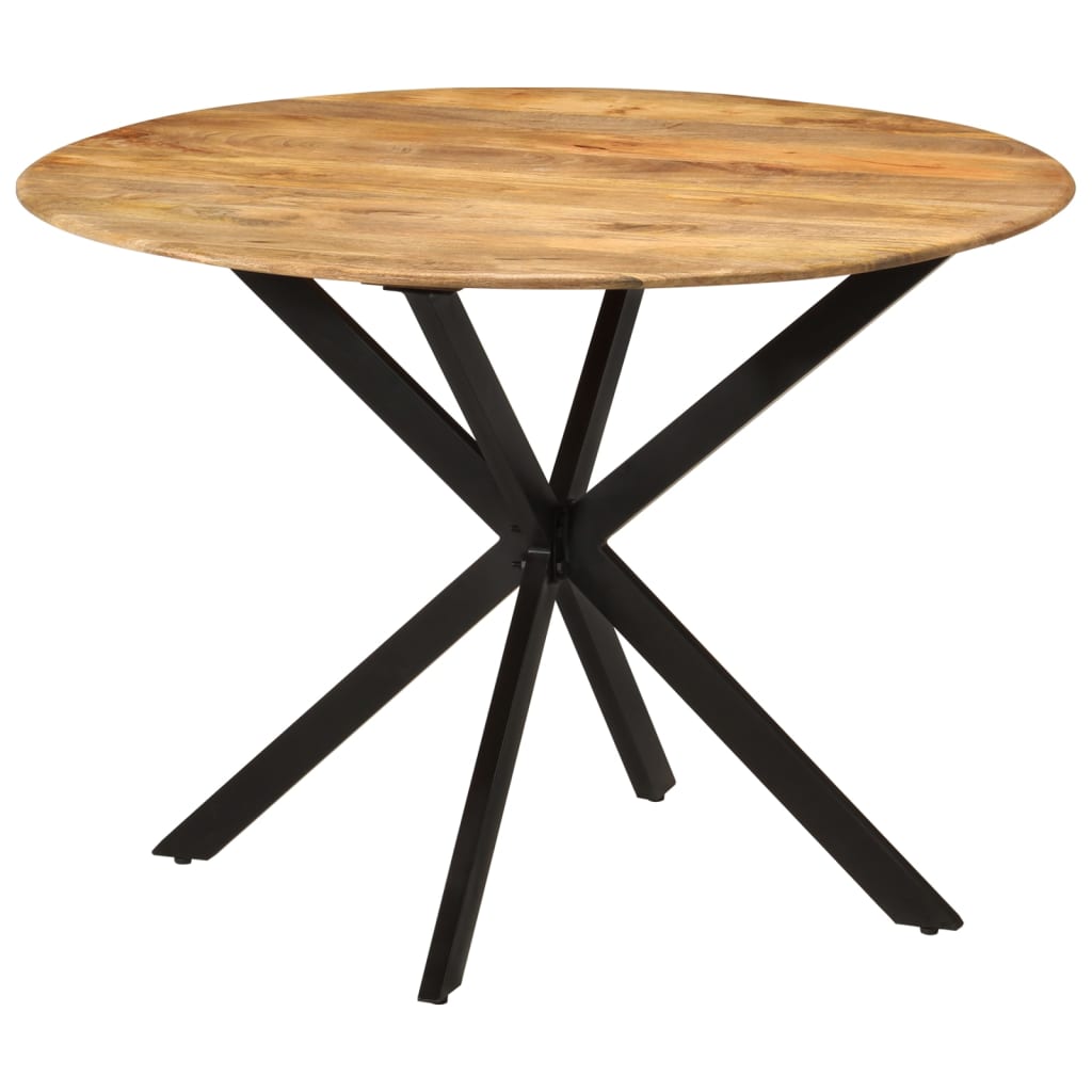 Tavolo da Pranzo Ø110x78cm in Legno Massello di Mango e Acciaio