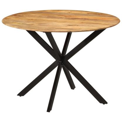 Tavolo da Pranzo Ø110x78cm in Legno Massello di Mango e Acciaio