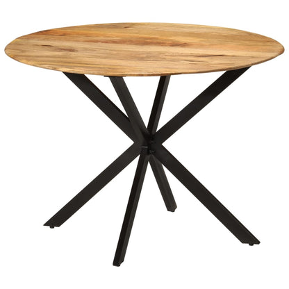 Tavolo da Pranzo Ø110x78cm in Legno Massello di Mango e Acciaio