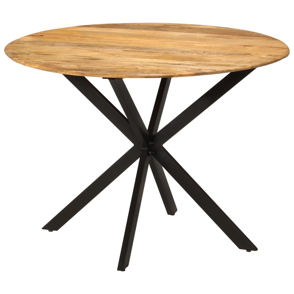 Tavolo da Pranzo Ø110x78cm in Legno Massello di Mango e Acciaio