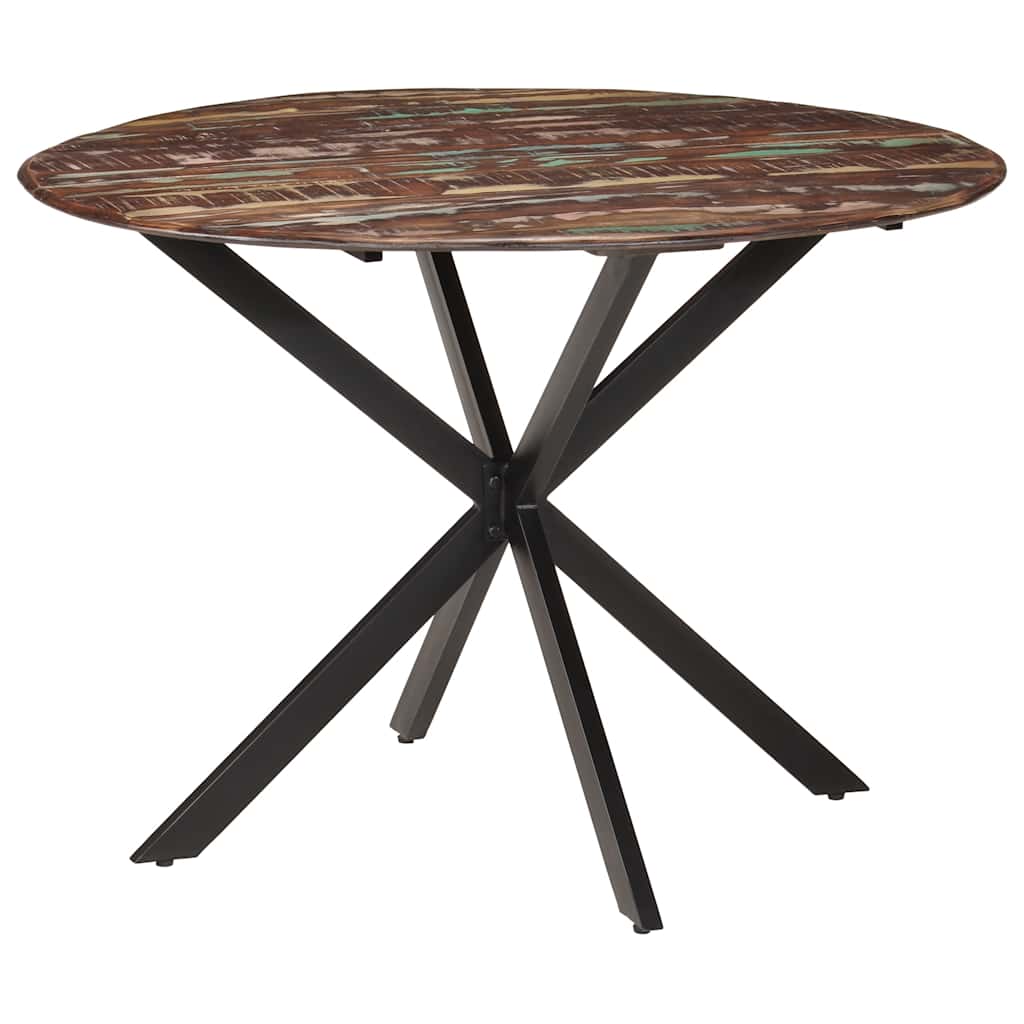 Tavolo da Pranzo Ø110x78cm Legno Massello di Recupero e Acciaio | homemem39
