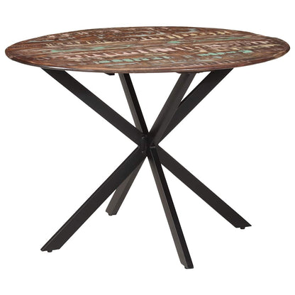 Tavolo da Pranzo Ø110x78cm Legno Massello di Recupero e Acciaio | homemem39