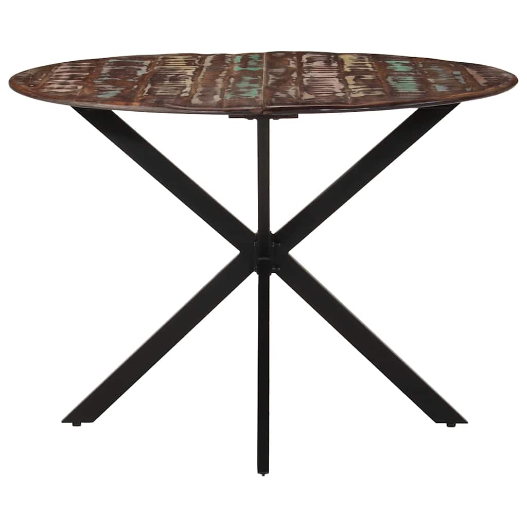 Tavolo da Pranzo Ø110x78cm Legno Massello di Recupero e Acciaio | homemem39