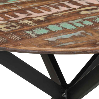 Tavolo da Pranzo Ø110x78cm Legno Massello di Recupero e Acciaio | homemem39