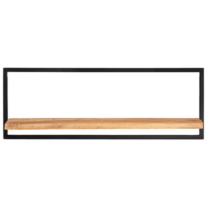 Mensole Parete 2pz 100x24x35 cm Legno Massello Acacia e Acciaio | homemem39