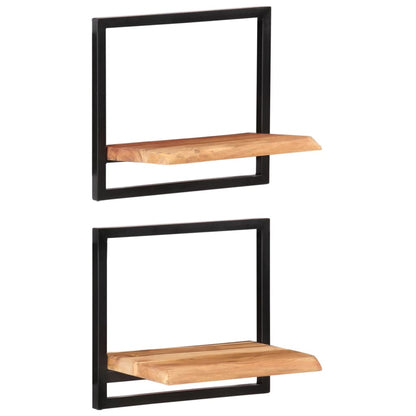 Mensole Parete 2 pz 40x24x35 cm Legno Massello Acacia e Acciaio | homemem39