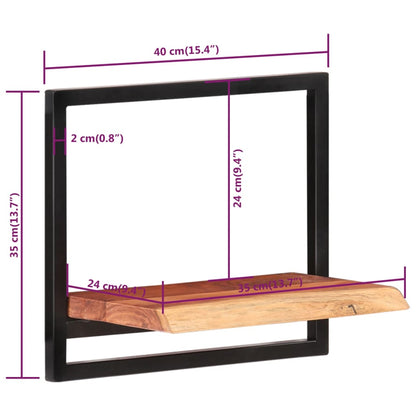Mensole Parete 2 pz 40x24x35 cm Legno Massello Acacia e Acciaio | homemem39