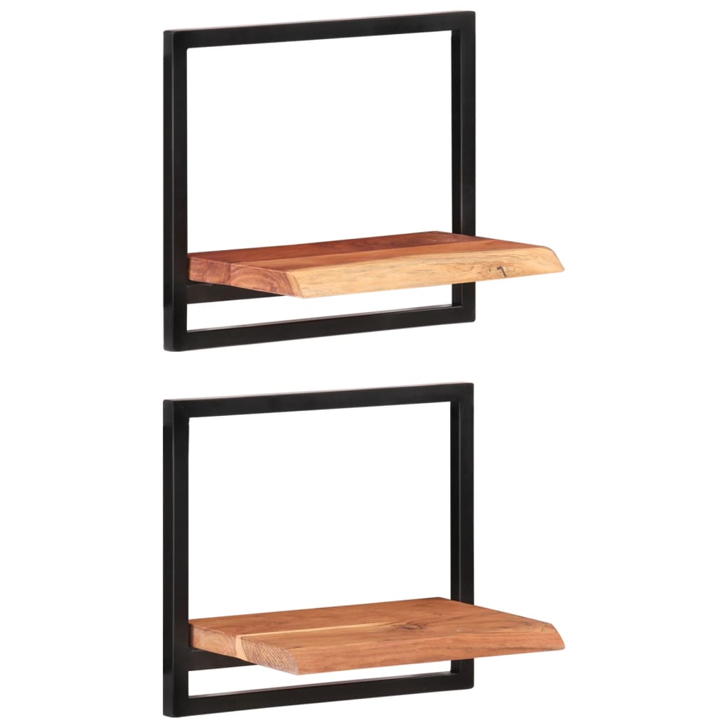 Mensole Parete 2 pz 40x24x35 cm Legno Massello Acacia e Acciaio | homemem39