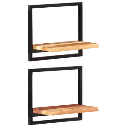Mensole Parete 2 pz 40x24x35 cm Legno Massello Acacia e Acciaio | homemem39