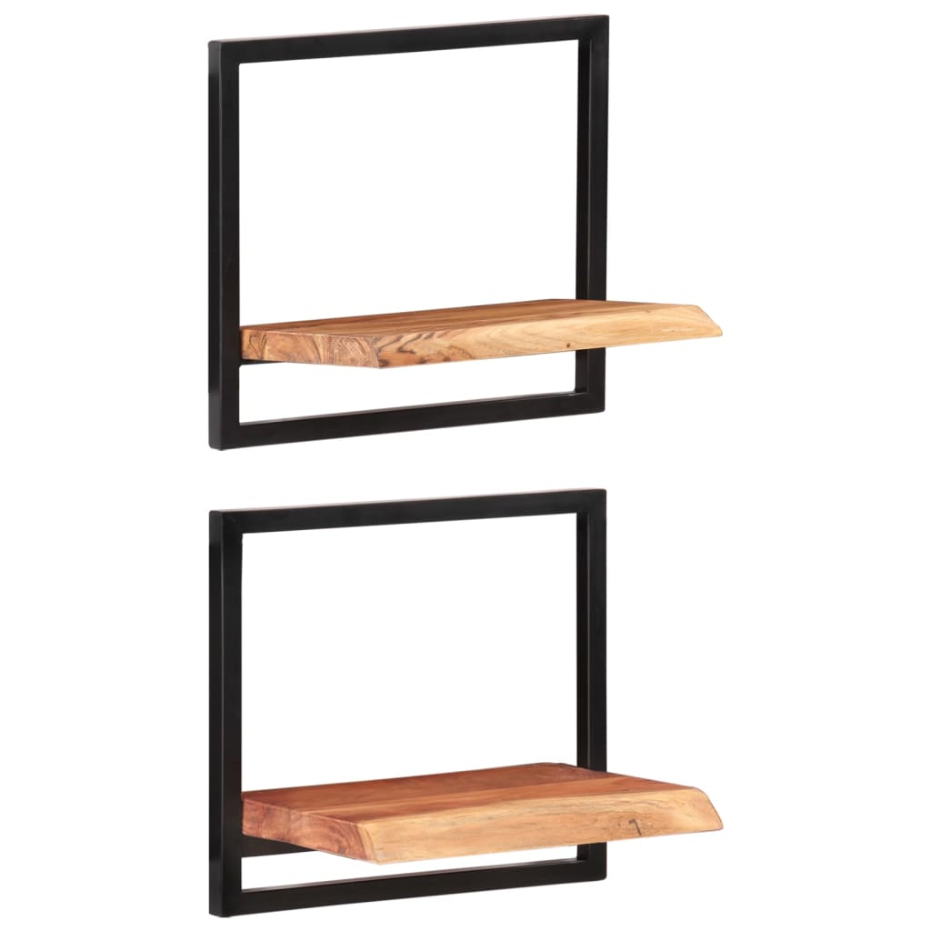 Mensole Parete 2 pz 40x24x35 cm Legno Massello Acacia e Acciaio | homemem39