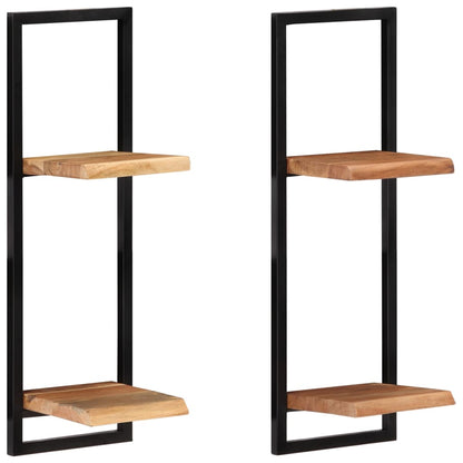 Mensole Parete 2 pz 25x25x75 cm Legno Massello Acacia e Acciaio | homemem39