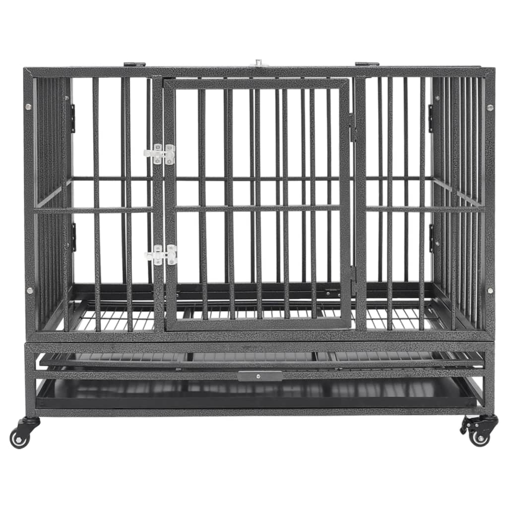 Gabbia per Cani con Ruote in Acciaio 92x62x76 cm | homemem39