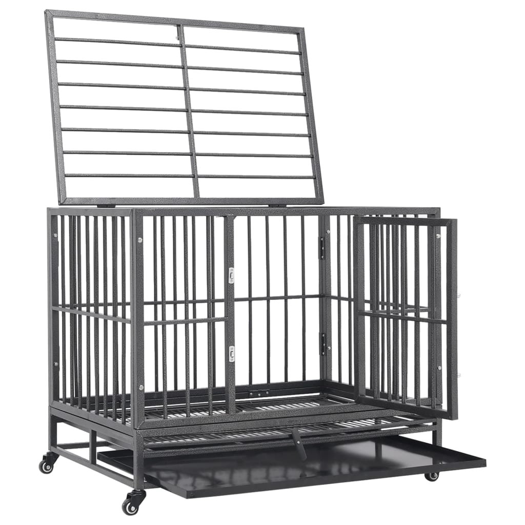 Gabbia per Cani con Ruote in Acciaio 92x62x76 cm | homemem39
